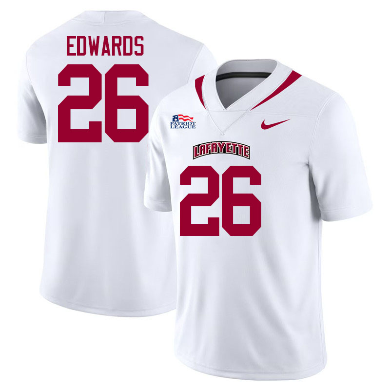 Lafayette Leopards #26 Kente Edwards College Football Jerseys,Uniforms-White
